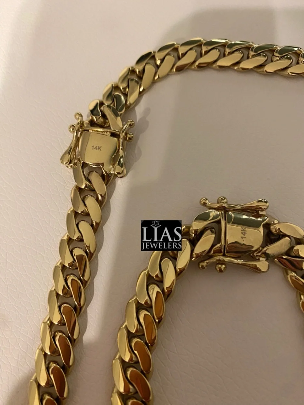 New 14k yellow gold filled Cuban link chain and bracelet set